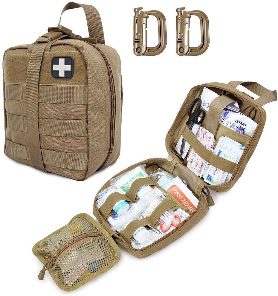 La bolsa médica militar de primeros auxilios tácticos de color caqui incluye el parche de la Cruz Roja