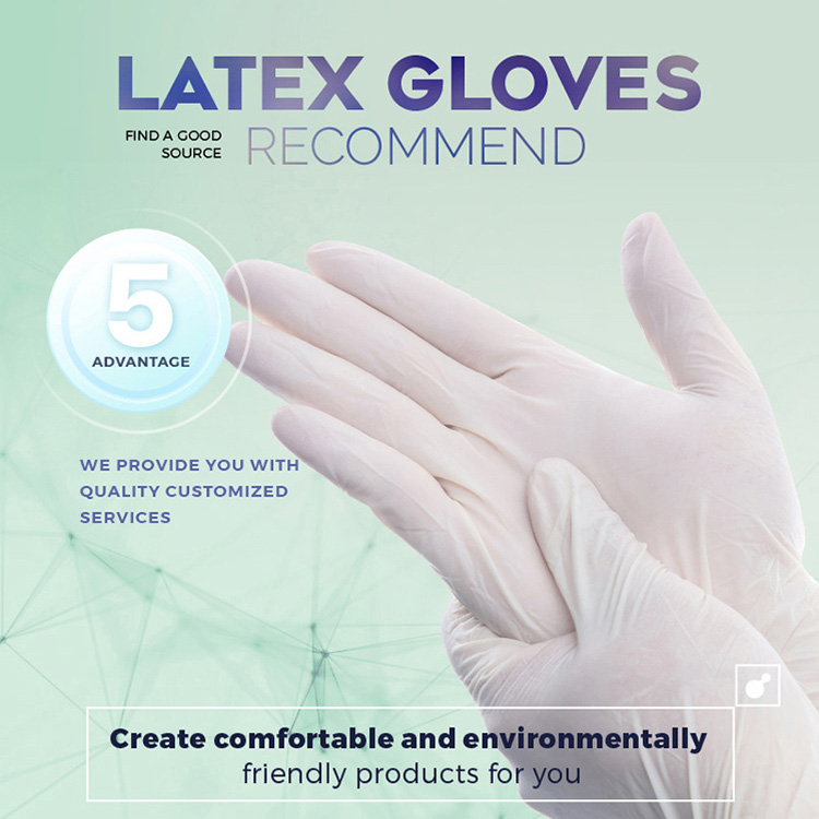 Guantes de látex médicos sin polvo